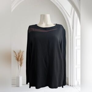 Hino & Malee Black Boat-Neck Long Sleeves Top Blouse